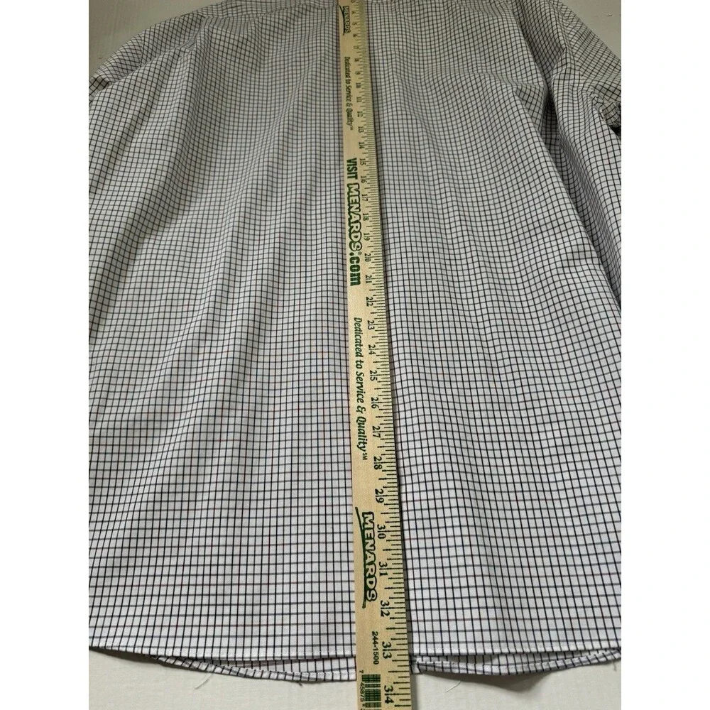 Tommy Hilfiger Men's 2XL White Checkered Long Sleeve Button Down Dress Shirt